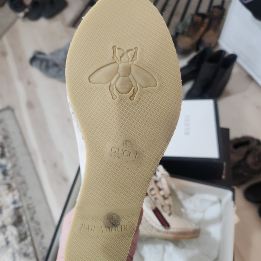 Gucci Women's Beige Espadrille Wedges - Picture 3 of 4